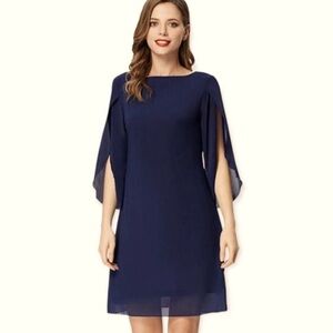 Grace Karin Loose Navy Blue Chiffon Dress Elegant Evening Dress Cocktail Party